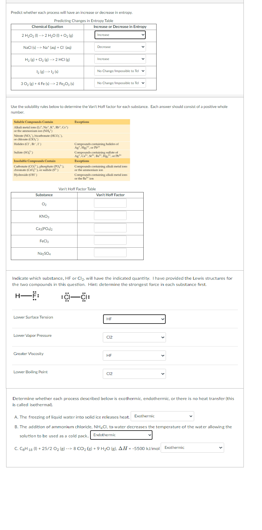 Solved Predict whether each process will have an increase or | Chegg.com