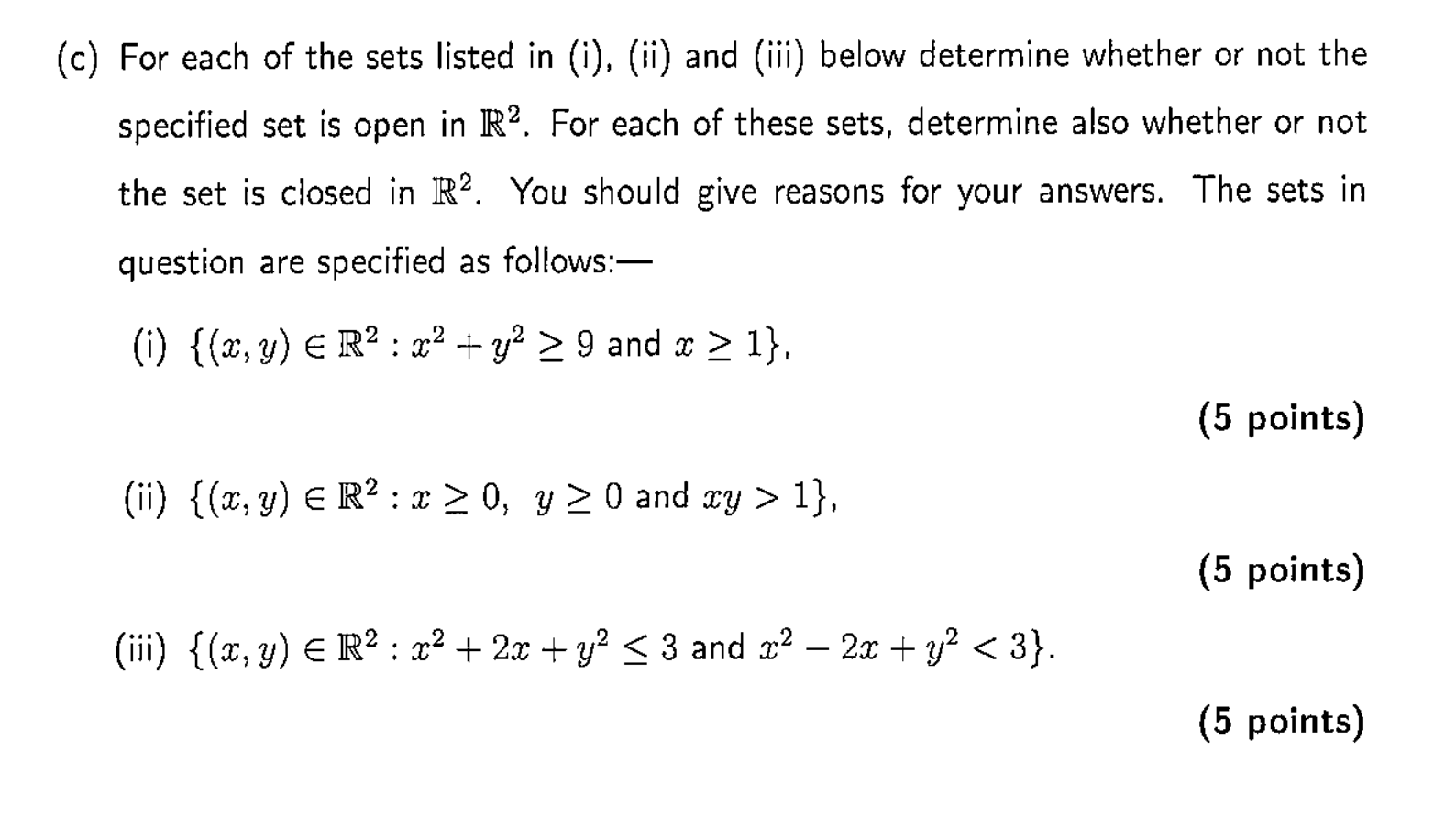 Solved (c) For Each Of The Sets Listed In (i), (ii) And | Chegg.com