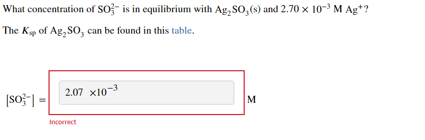 Solved What concentration of SO32− is in equilibrium with | Chegg.com