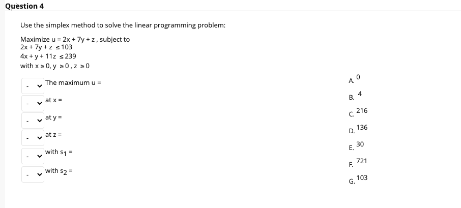 Solved Question 4 Use the simplex method to solve the linear | Chegg.com