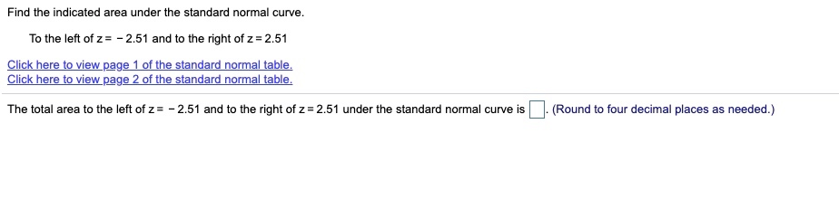 Solved Find the indicated area under the standard normal | Chegg.com