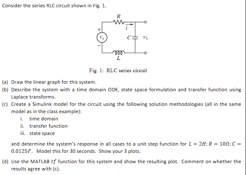 Consider The Series RLC Circuit Shown In Fig. 1. R W | Chegg.com