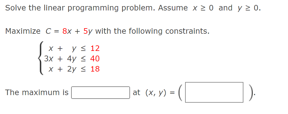 Solved Solve the linear programming problem. Assume x ≥ 0 | Chegg.com