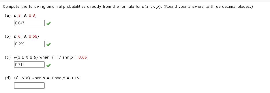 Solved Compute The Following Binomial Probabilities Directly | Chegg.com