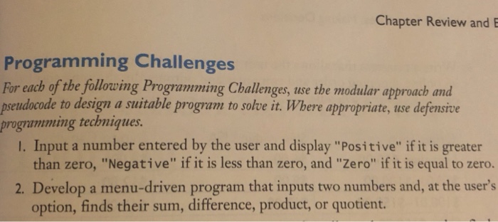 Solved Chapter Review and B Programming Challenges For each | Chegg.com