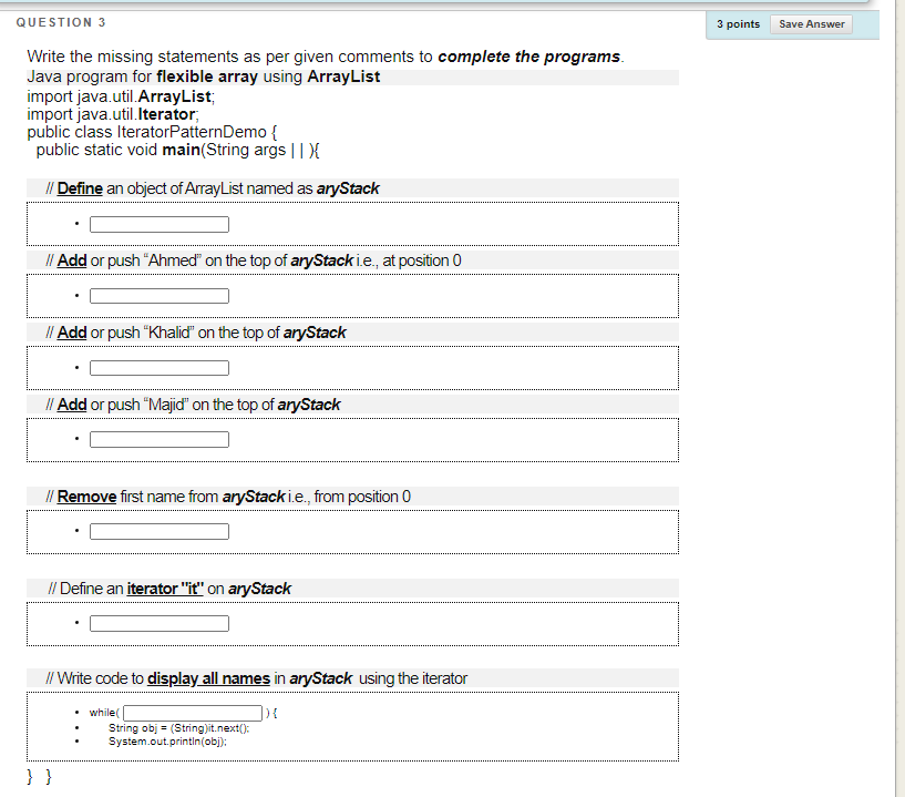 Solved 3 points Save Answer QUESTION 3 Write the missing | Chegg.com