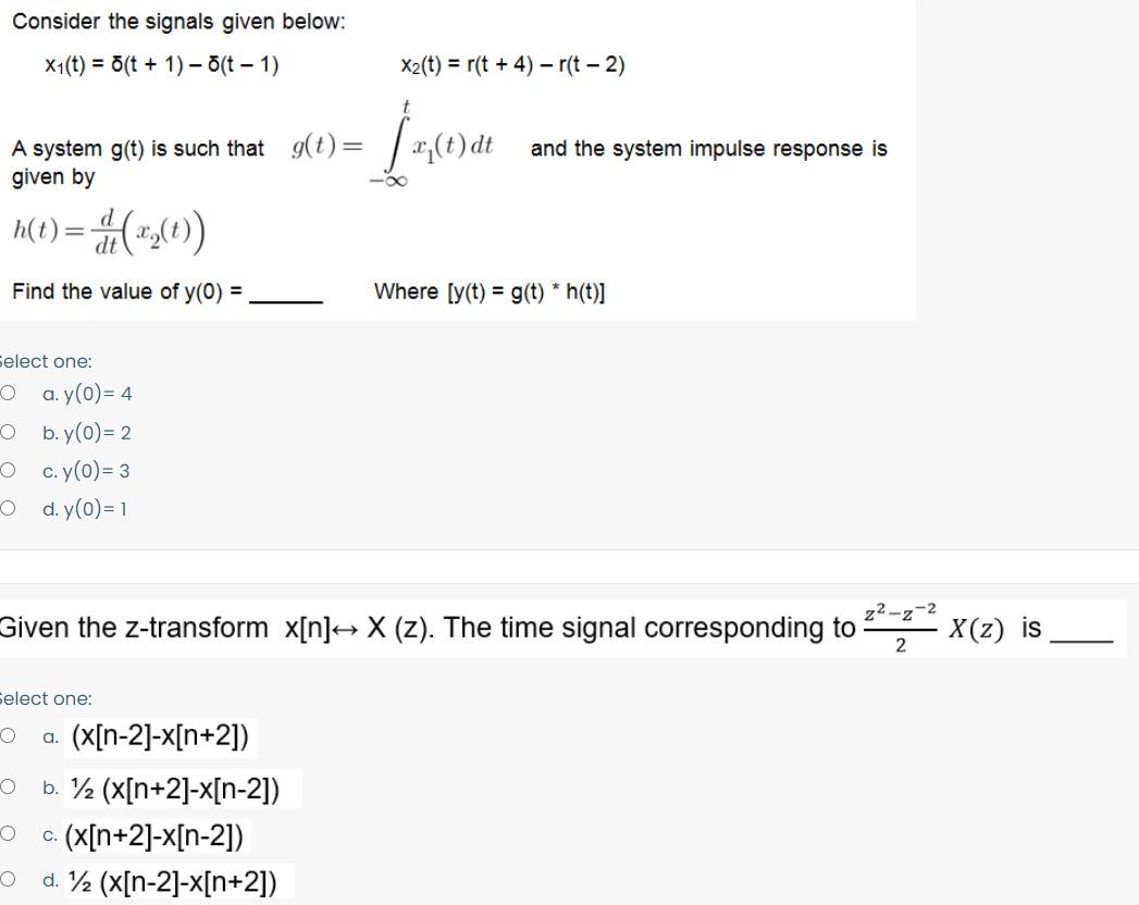 Solved Consider The Signals Given Below X1 T T 1 Chegg Com