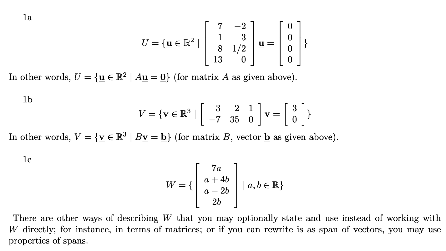 Solved if the given set U, V, W is a subspace of Rn,If NO, | Chegg.com