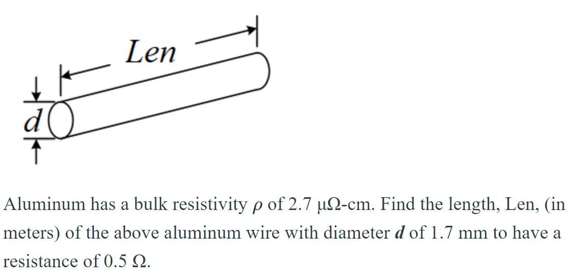 Solved Aluminum has a bulk resistivity ρ of 2.7μΩ−cm. Find | Chegg.com
