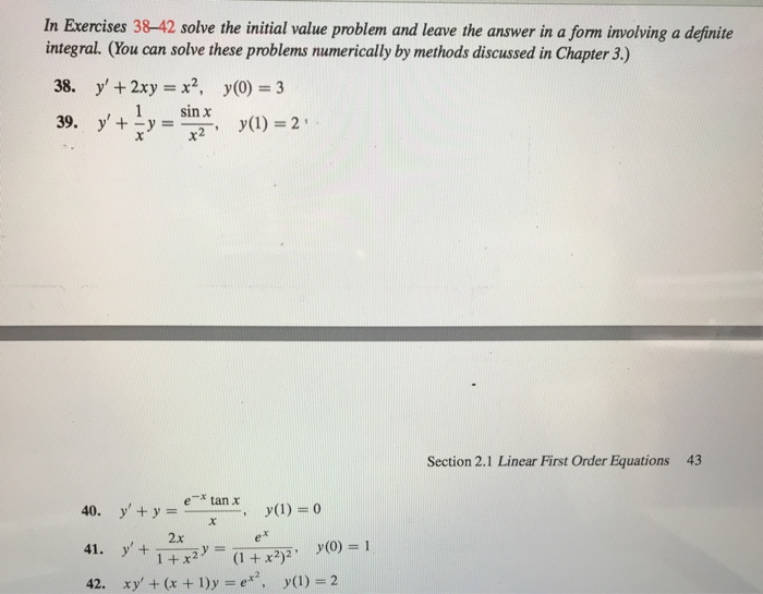 Solved In Exercises 38-42 solve the initial value problem | Chegg.com
