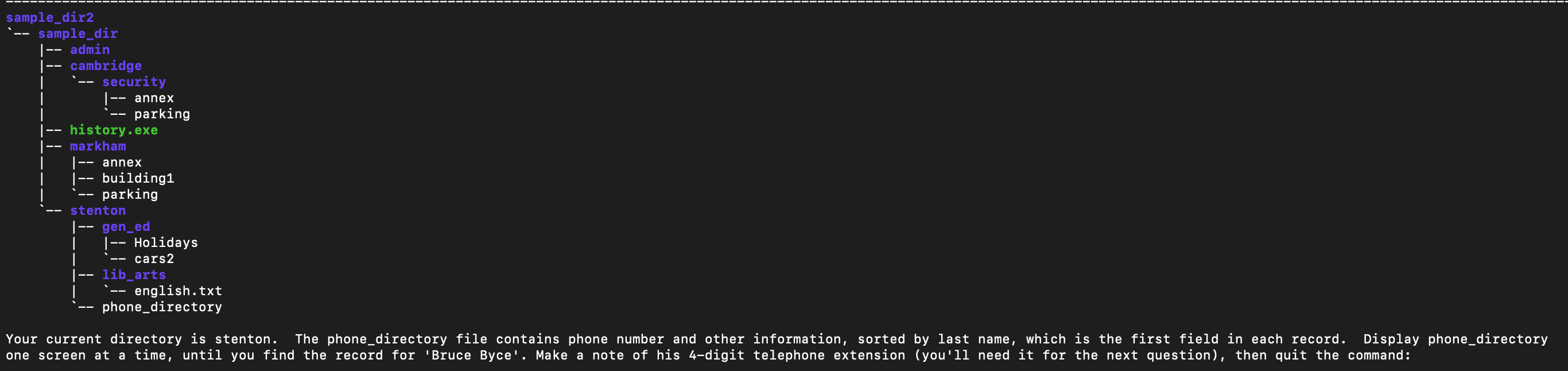 Solved -- sample_dir2 sample_dir -- admin cambridge security | Chegg.com