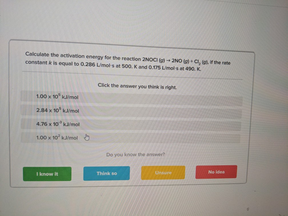 Solved Calculate The Activation Energy For The Reaction | Chegg.com