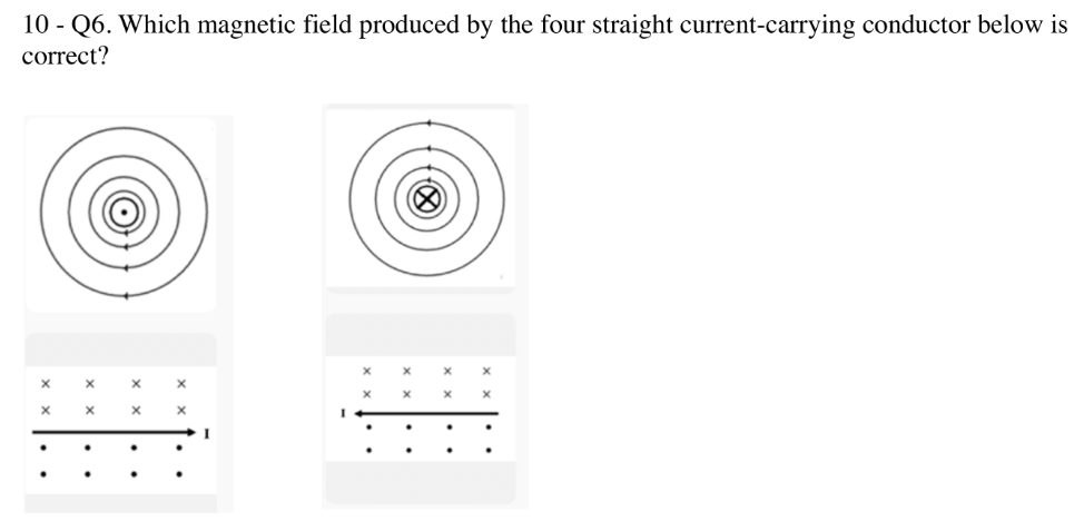 Solved 10 - Q6. Which magnetic field produced by the four | Chegg.com