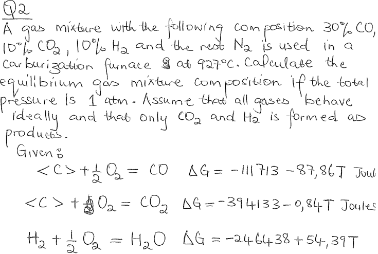 Solved A Gas Mixture With The Following Composition 30%CO, | Chegg.com