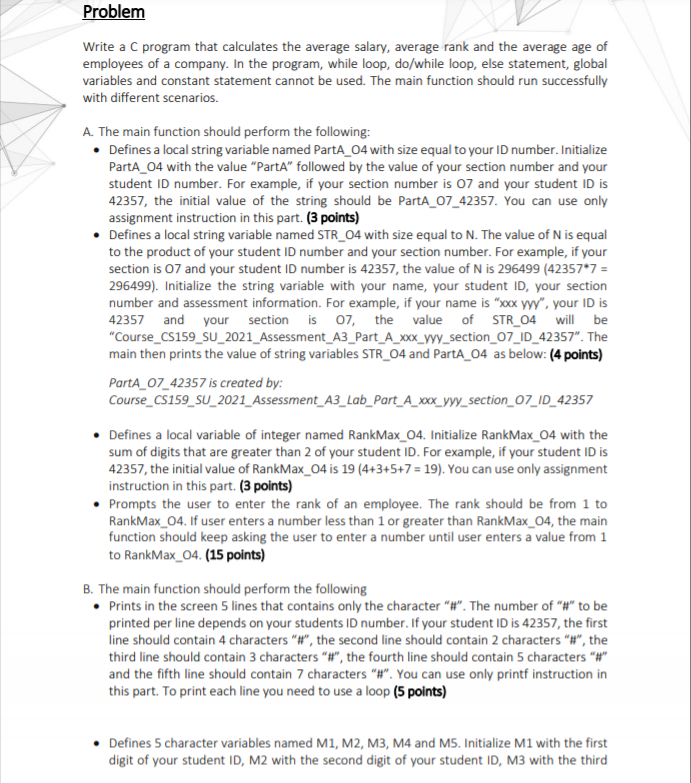 Solved Problem Write a C program that calculates the average | Chegg.com