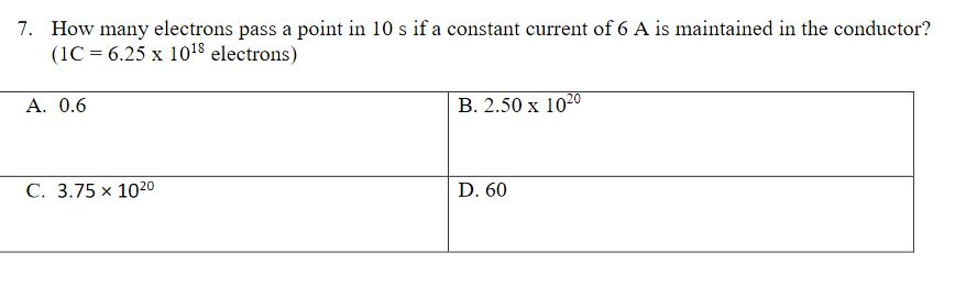 Solved How many electrons pass a point in 10 s if a constant | Chegg.com
