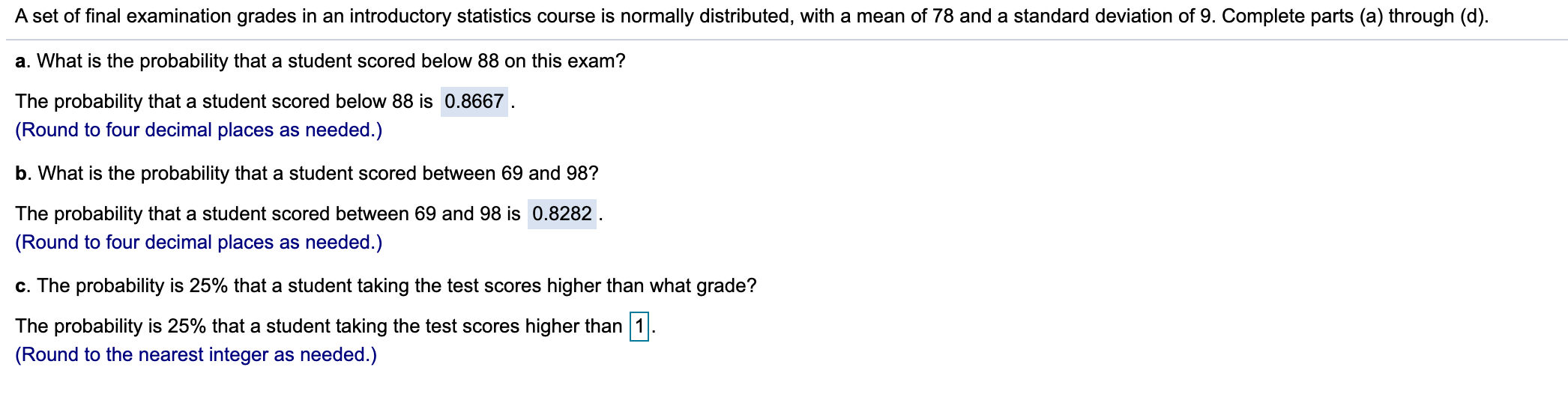 Solved A set of final examination grades in an introductory | Chegg.com