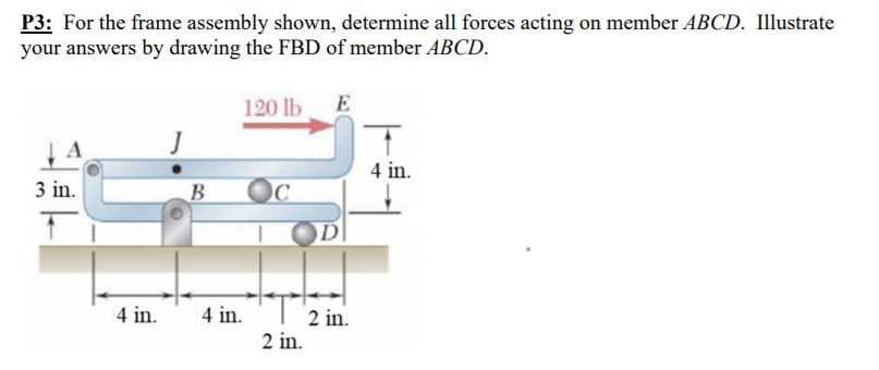 Solved P3: For the frame assembly shown, determine all | Chegg.com