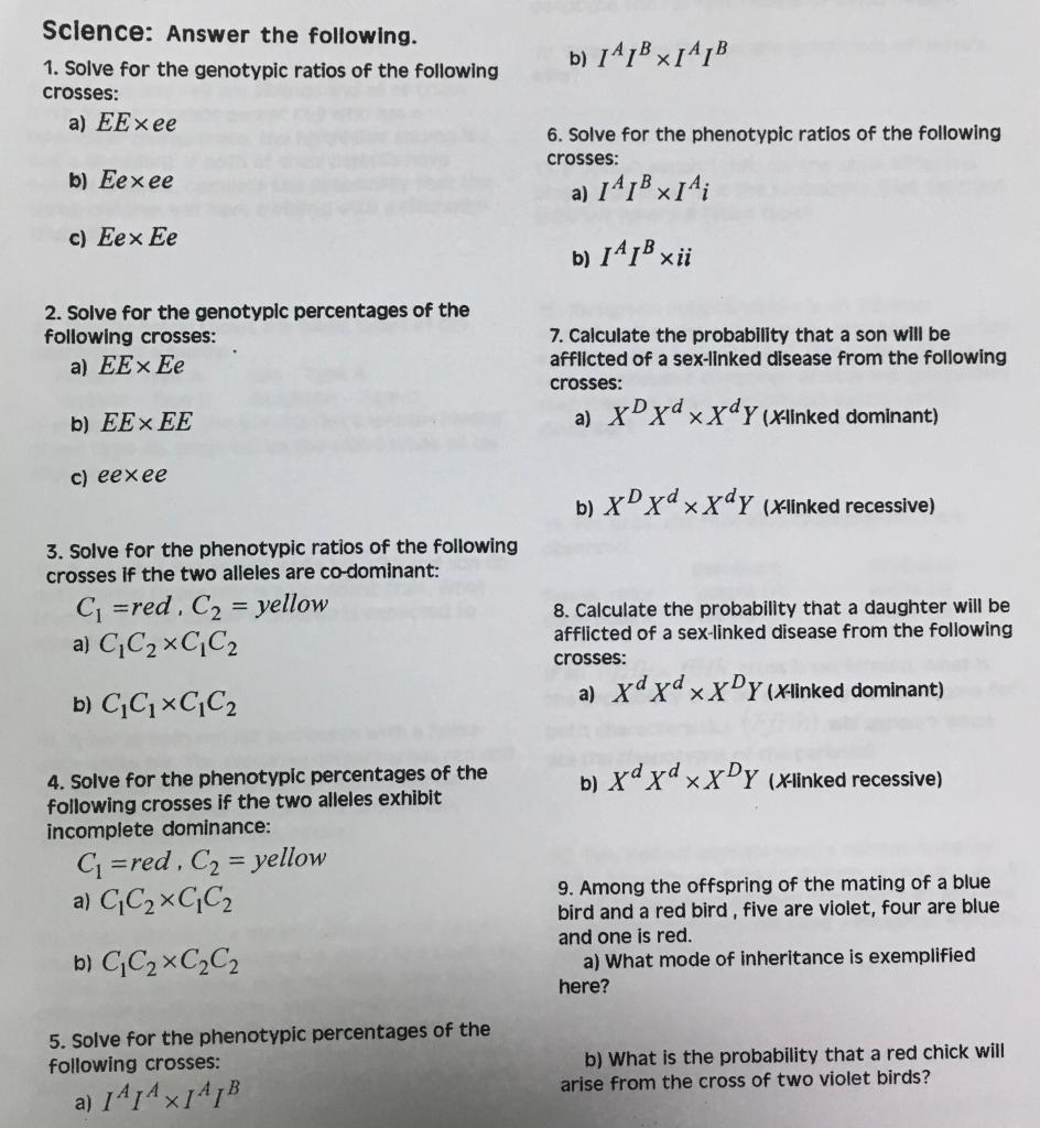 Solved B) 147B X14/B Science: Answer The Following. 1. Solve | Chegg.com