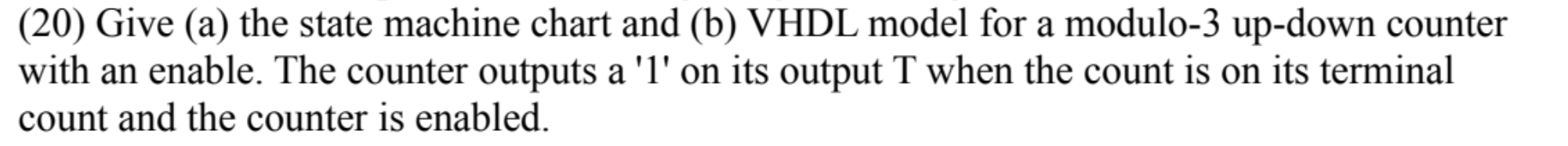 Solved (20) Give (a) the state machine chart and (b) VHDL | Chegg.com