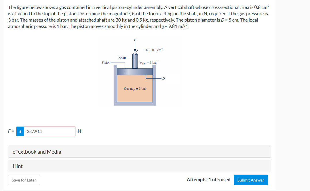 Solved The Figure Below Shows A Gas Contained In A Vertical | Chegg.com