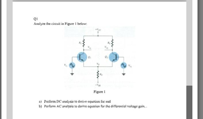 Solved Q1 Analyze the circuit in Figure I below: Figure 1 a) | Chegg.com