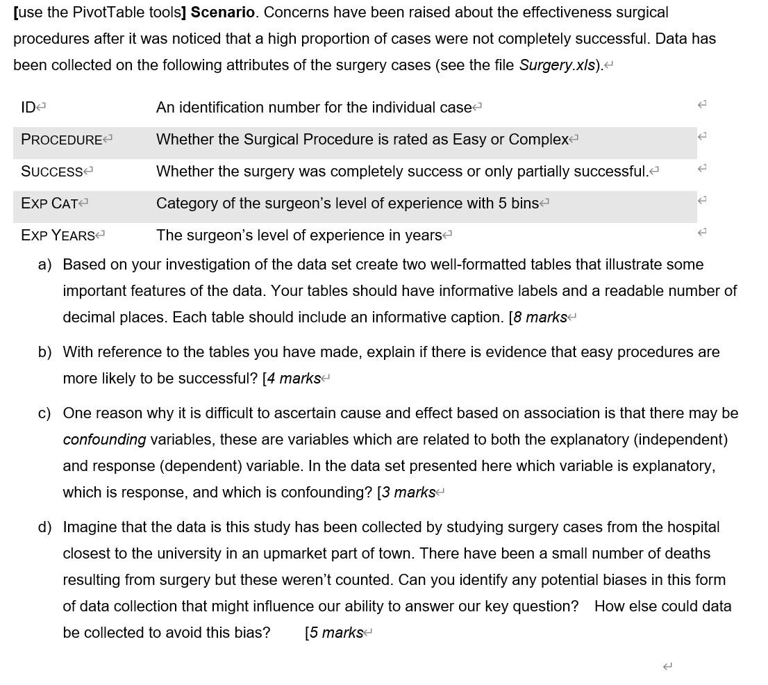 [use the PivotTable tools] Scenario. Concerns have | Chegg.com