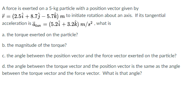 Solved A Force Is Exerted On A 5 Kg Particle With A Posit Chegg Com