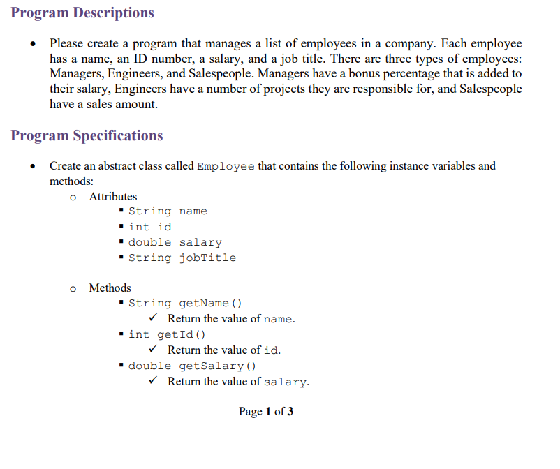Solved Program Descriptions - Please create a program that | Chegg.com