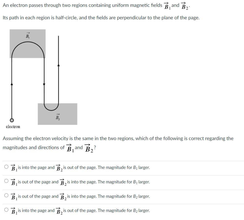 Solved An Electron Passes Through Two Regions Containing | Chegg.com