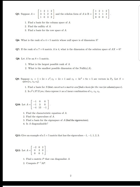 Solved Q1: Find a basis and the dimension of the subspace of | Chegg.com