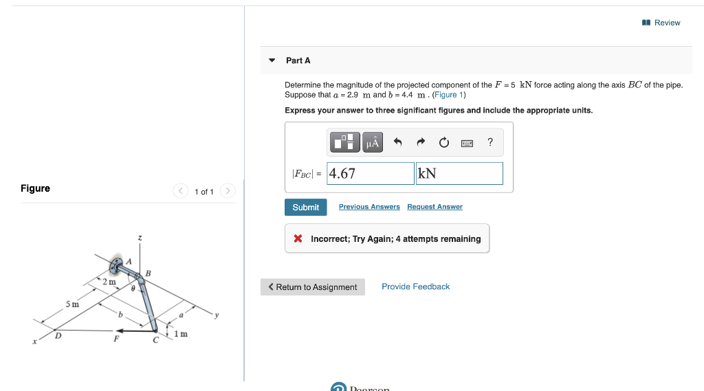 Solved M Review Part A Determine the magnitude of the | Chegg.com