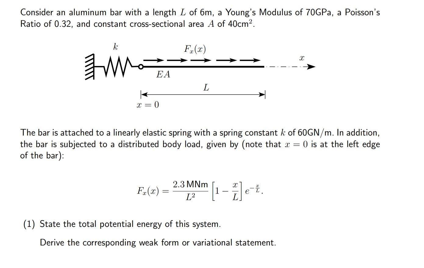 Consider an aluminum bar with a length L of 6 m, a | Chegg.com