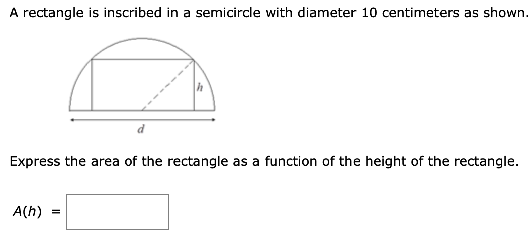 find area of rectangle inscribed in semicircle