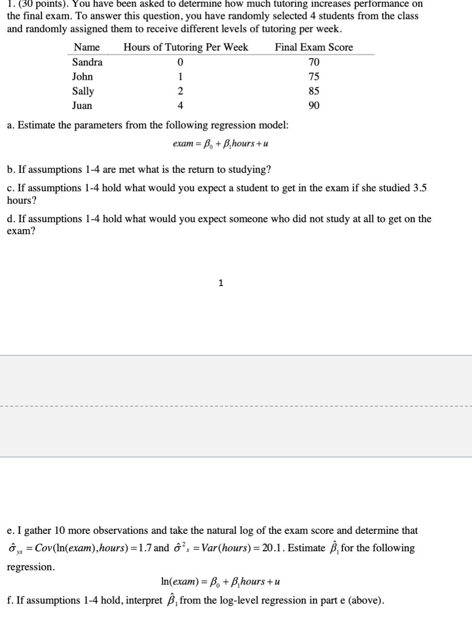 1 30 Points You Have Been Asked To Determine H Chegg Com