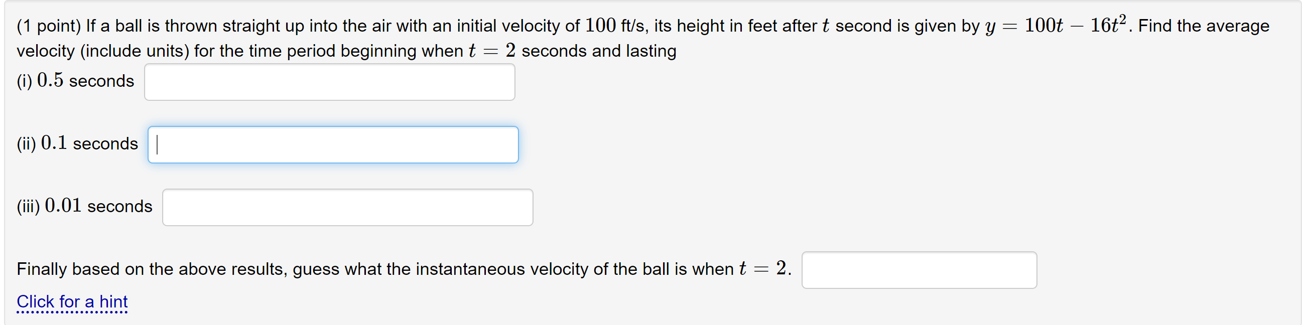 Solved (1 Point) If A Ball Is Thrown Straight Up Into The | Chegg.com