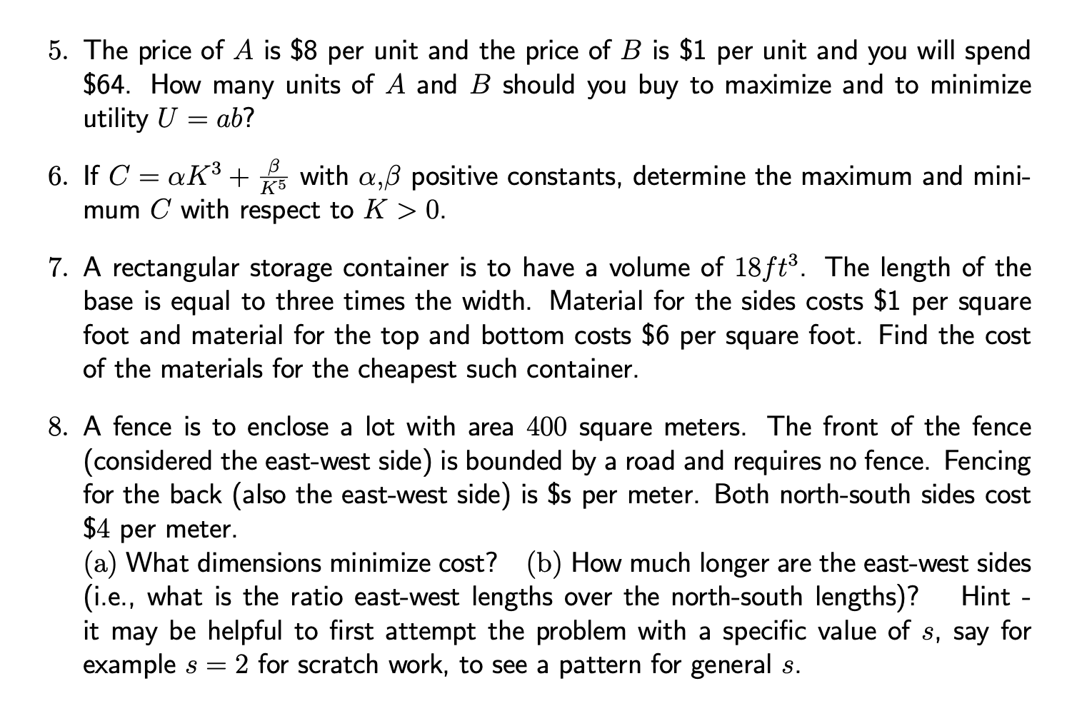 5. The price of A is $8 per unit and the price of B | Chegg.com
