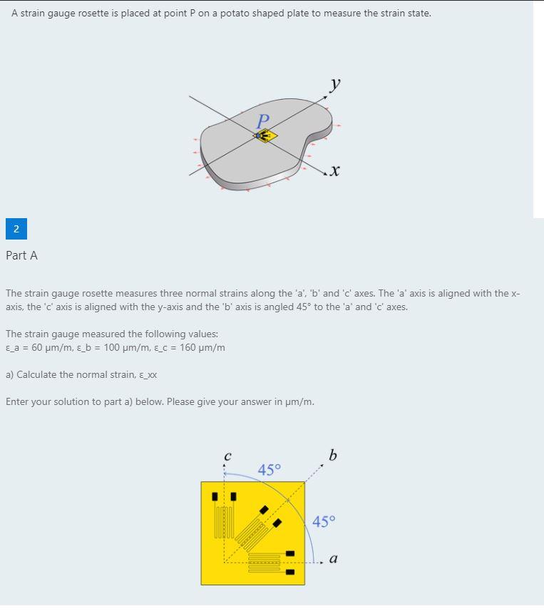 Solved A strain gauge rosette is placed at point P on a | Chegg.com