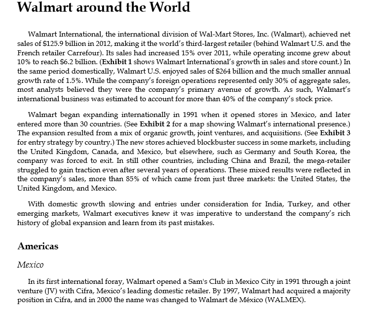 Solved Walmart around the World Walmart International, the