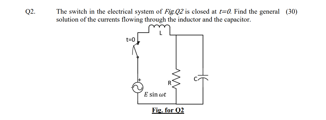 Solved Q2. The switch in the electrical system of Fig.Q2 is | Chegg.com