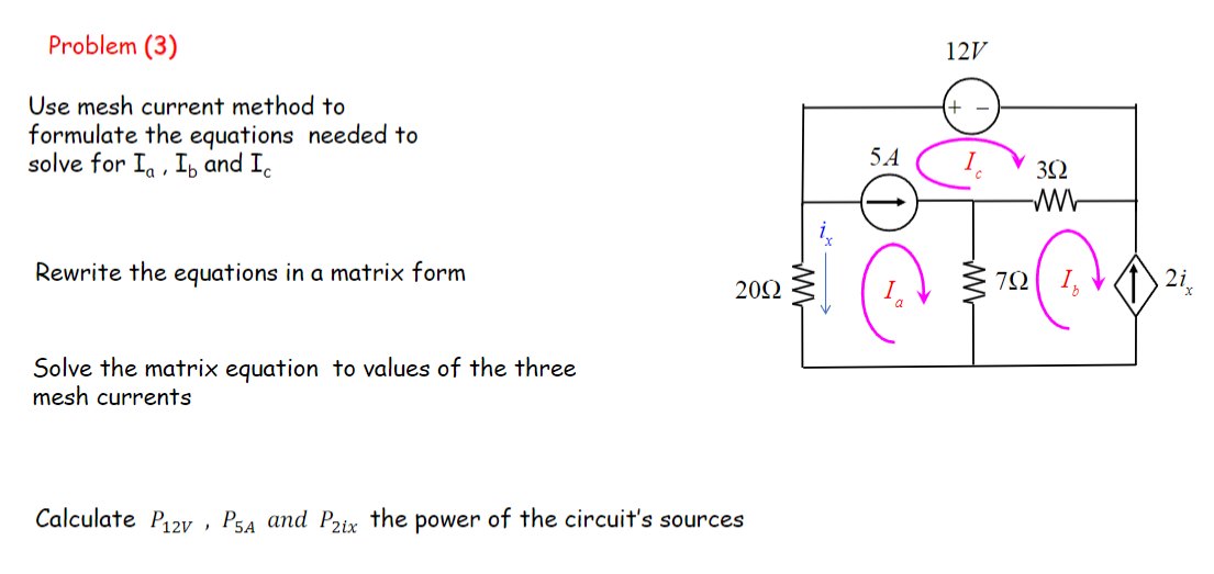 Solved Use mesh current method to formulate the equations | Chegg.com