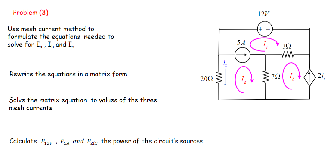 Solved Use Mesh Current Method To Formulate The Equations