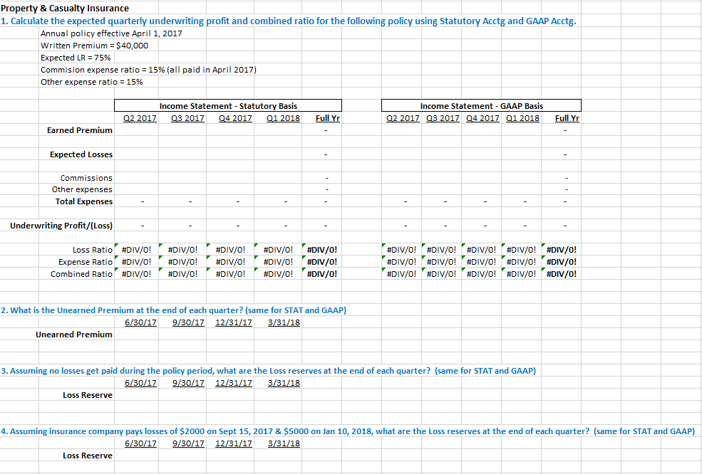 Calculate the expected quarterly underwriting profit