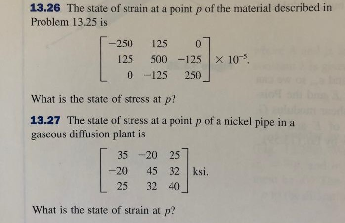 Solved 13.26 The state of strain at a point p of the | Chegg.com