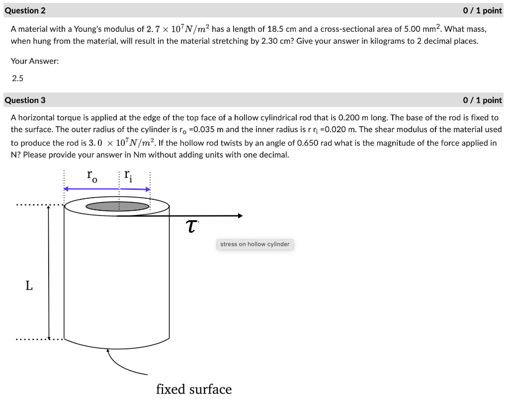 Solved A material with a Young's modulus of 2.7×107 N/m2 has | Chegg.com
