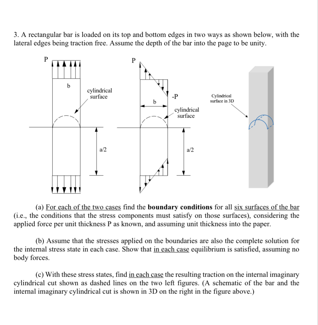 Solved 3. A rectangular bar is loaded on its top and bottom
