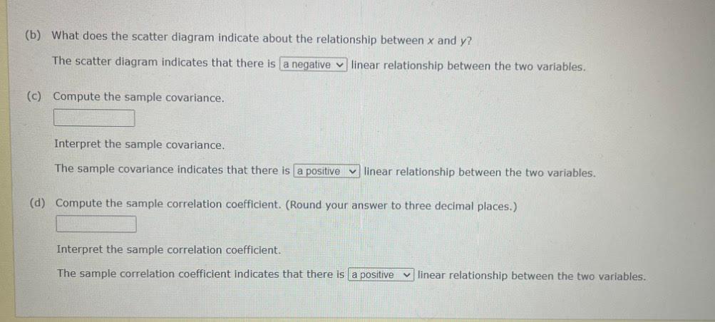 Solved (a) Develop A Scatter Diagram For These Data.(b) What | Chegg.com