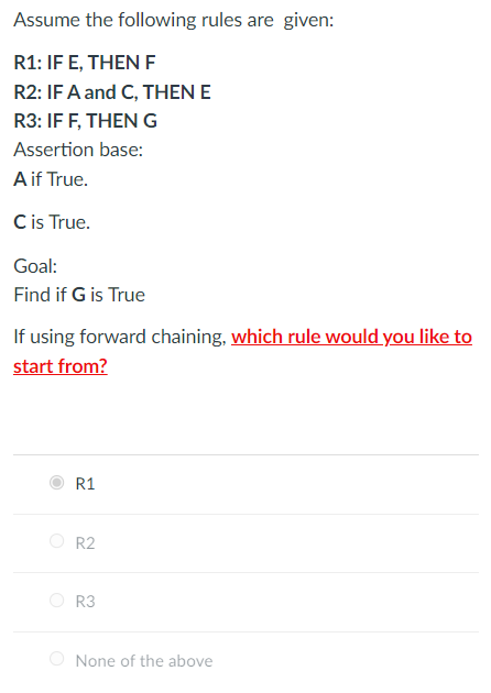 Solved Assume The Following Rules Are Given: R1: IF E, THEN | Chegg.com