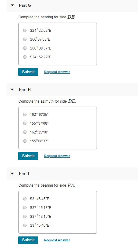 Solved Course Abab Of A Five-sided Traverse Runs Due 