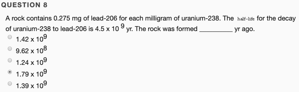 Solved QUESTION 8 A Rock Contains 0 275 Mg Of Lead 206 For Chegg uranium-238-decay-series-radioactivity-youtube